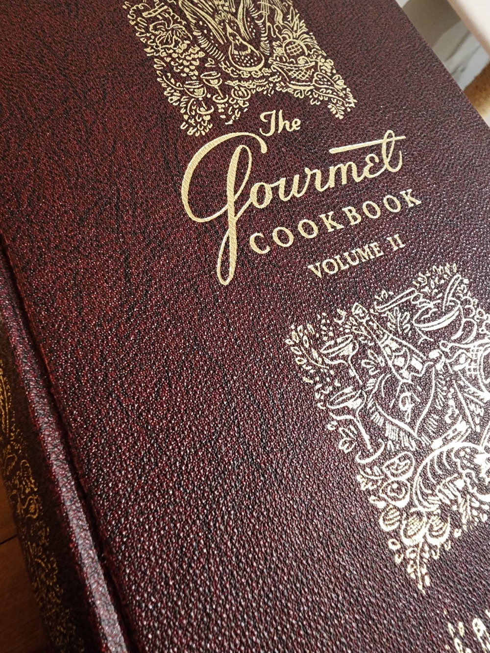 The Gourmet Cookbook Volume II - Burgundy & Gold Hardcover, Vintage 1960s